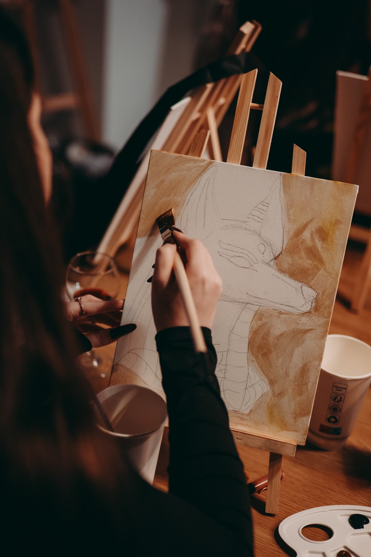 Blocking warm tones with the first brush strokes