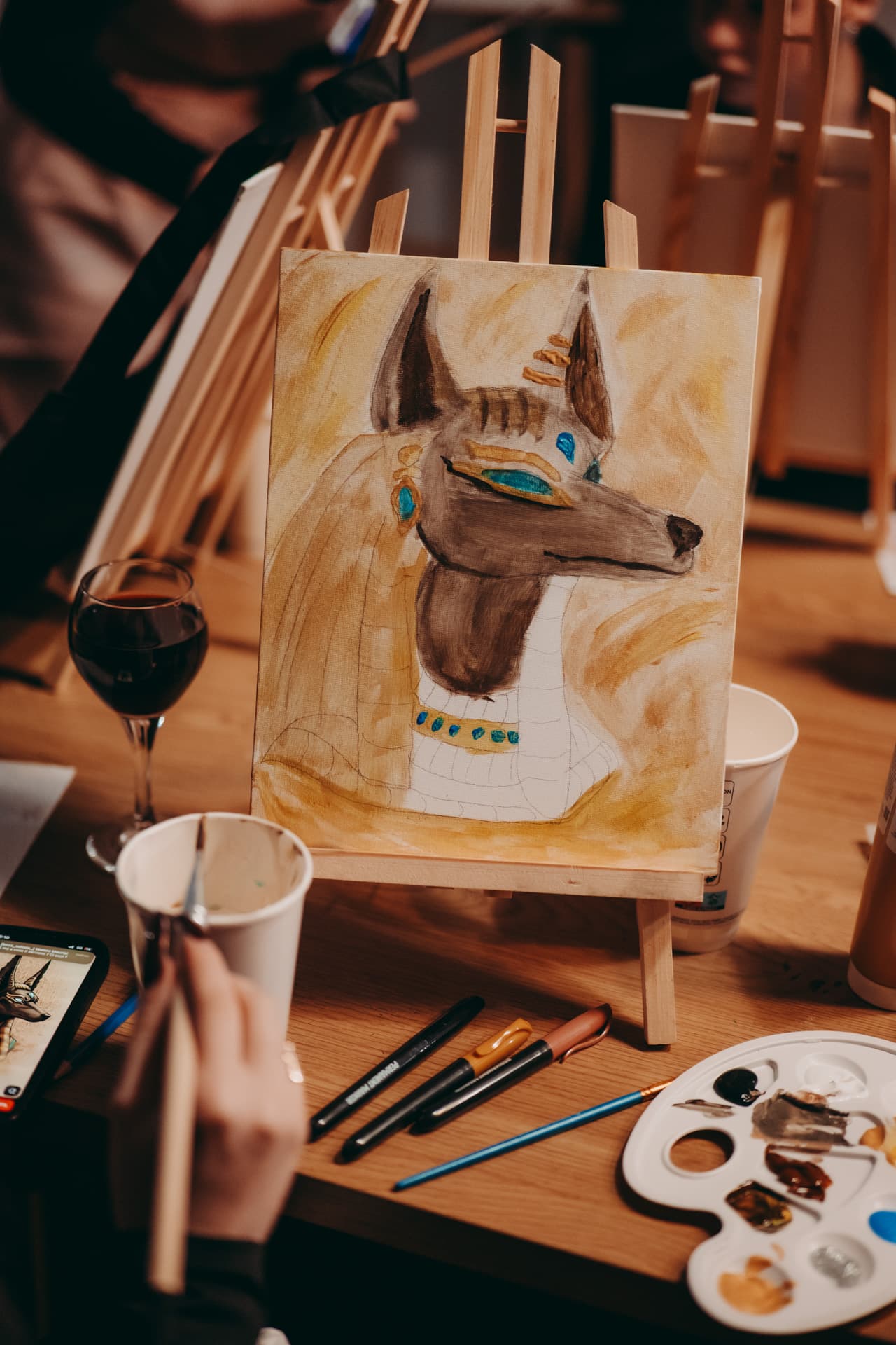 Paint brushes and canvas details